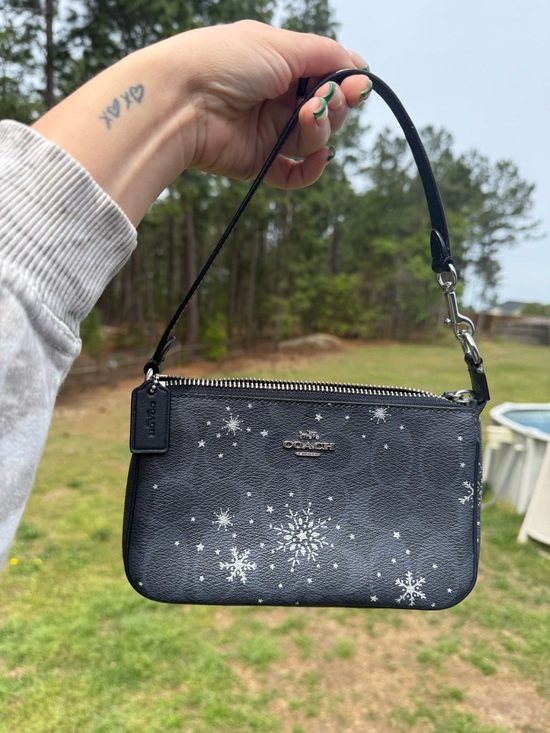Coach Handbags - COACH Navy Snowflake Nolita Leather Wristlet